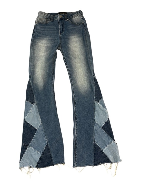 Indigo Rein Denim - Size 9-Indigo Rein Women's Blue Patchwork Flare Jeans